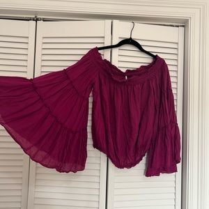 Free People Off the Shoulder Bell Sleeve Top